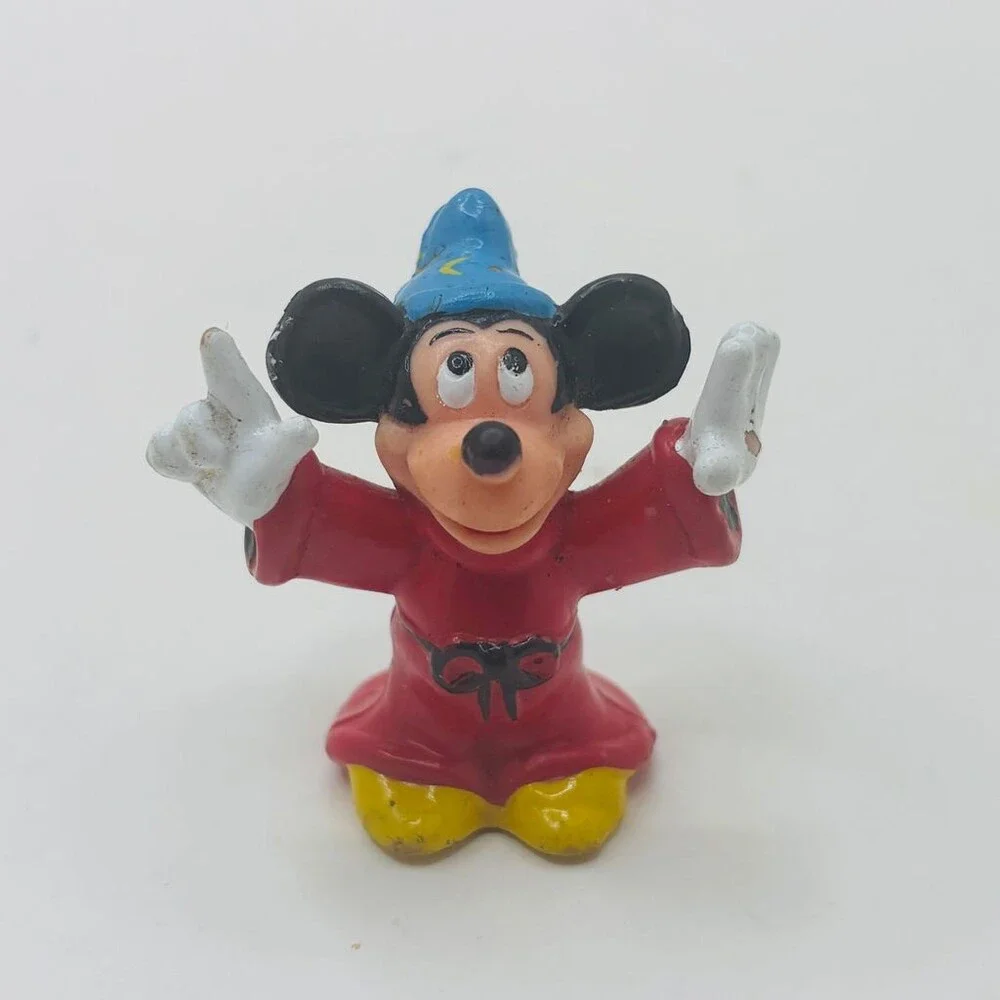 Disney Fantasia Sorcerer Mickey Mini PVC Figure Red Robe Blue Star Hat